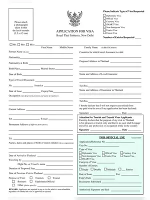 Visa Application Form For Bankok