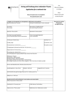 Visa Application Form For Germany