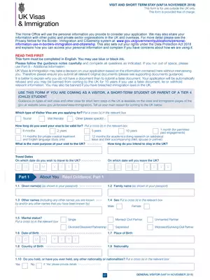 Visa Application Form For UK
