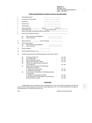 Application Form For Reimbursement of Medical Claims