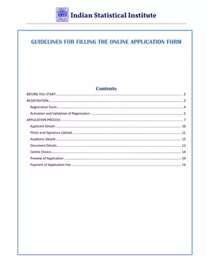 ISI Guidelines for Filling Online Application Form