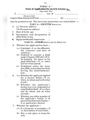 Maharashtra Arms Licence Application Form PDF