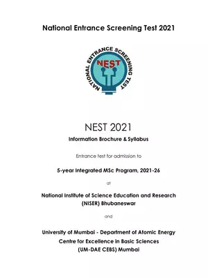 NEST 2021 Information Brochure & Syllabus