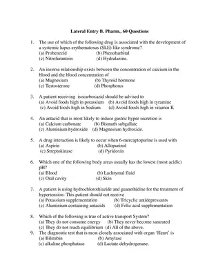 OJEE Lateral Entry B. Pharma Question Paper