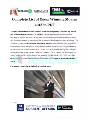 Oscar Winning Movies List 2018
