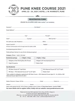 Pune Knee Course 2021 Registration Form