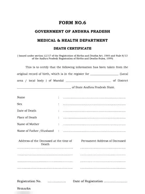 Rangareddy Telangana Application for Death Certificate