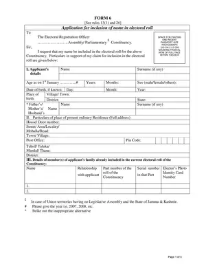 Rangareddy Telangana Application for Inclusion of Name in Electoral Roll