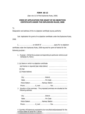 Rangareddy Telangana Application Form for Explosives License