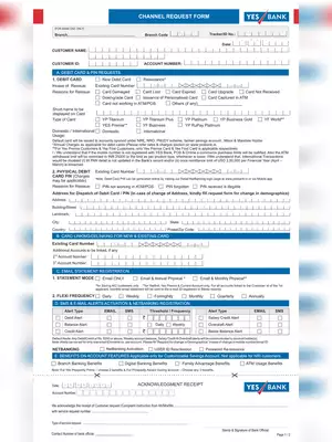 YES Bank ATM Card Application Form