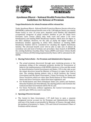 Ayushman Bharat (AB-PMJAY) NHPM Release of Premium Guidelines