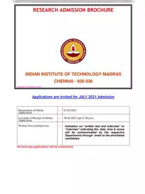 IIT Madras Information Brochure 2020