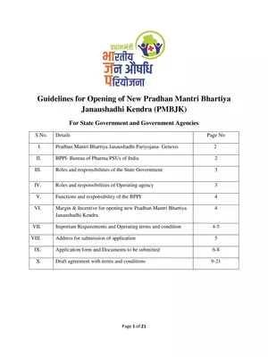 Pradhan Mantri Jan Aushadhi Yojana Guidelines for State Government
