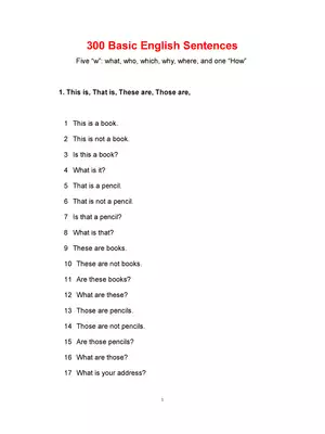 300 Basic English Sentences