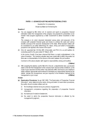 CA Final (New) Advanced Auditing and Professional Ethics Question Paper May 2019