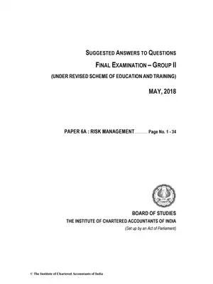 CA Final (New) Risk Management Question Paper May 2018