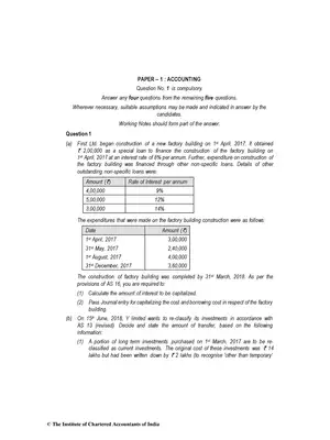 CA Inter (New) Accounting Question Paper May 2019