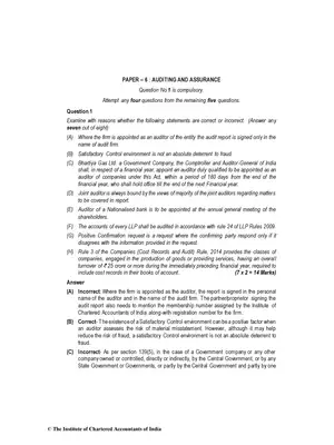 CA Inter (New) Auditing and Assurance Question Paper May 2019
