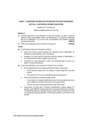 CA Inter (New) Enterprise Information Systems & Strategic Management Question Paper May 2019