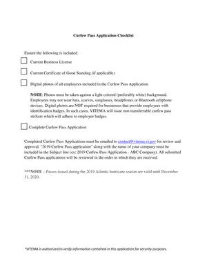 Curfew Pass Application Form