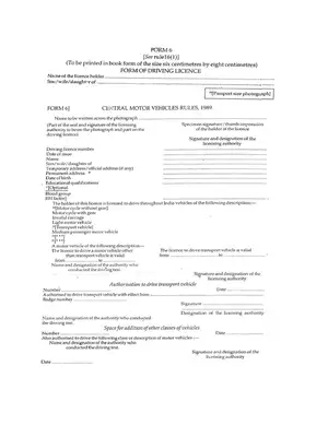 Driving License Form 6