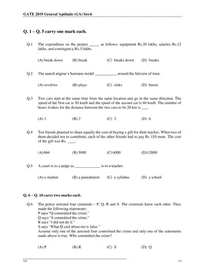 GATE 2019 Chemical Engineering (CH) Question Paper