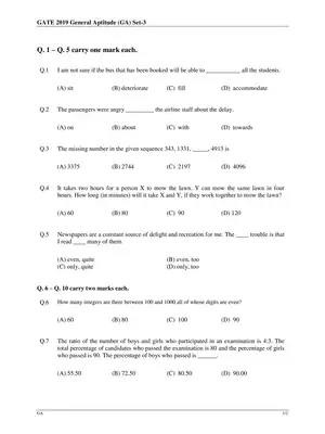 GATE 2019 Electrical Engineering (EE) Question Paper