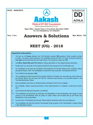 NEET 2018 Question Paper With Solutions Code DD