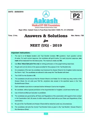 NEET 2019 Question Paper With Solutions Code P2
