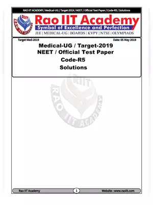NEET 2019 Question Paper With Solutions Code R5