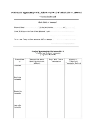 Odisha Performance Appraisal Report Form