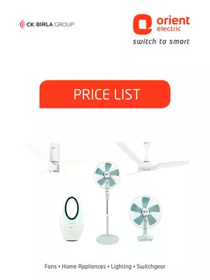 Orient Home Appliances Price List 2024 PDF