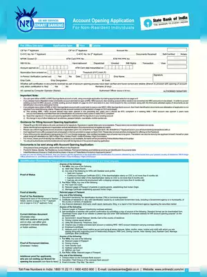 SBI Individuals Opening Form For NRO/NRE Account