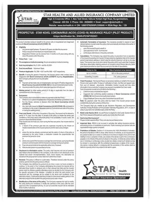 Star Health Insurance Policy For Novel Coronavirus (COVID-19)