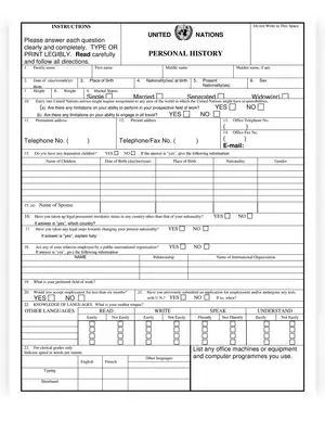 United Nations Personal History Form