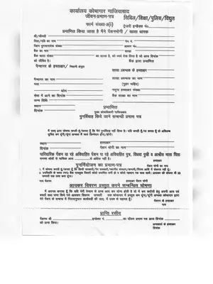 UP Life Certificate Form Hindi