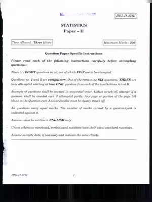 UPSC Indian Forest Service (Main) Statistics Paper-II Exam 2019