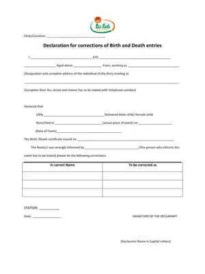 AP Meeseva Birth and Death Corrections Declaration Form