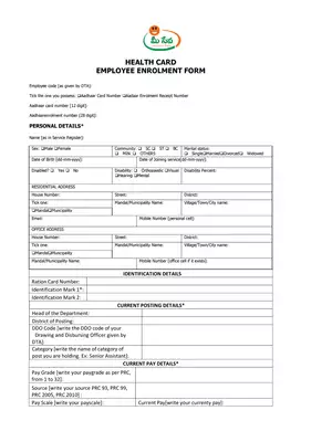 AP Meeseva Employees Aarogyasri Application Form