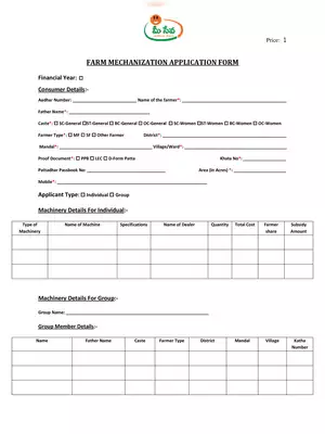 AP Meeseva Farm Mechanization Application Form