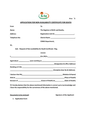 AP Meeseva Non Availability Death Certificate  Form
