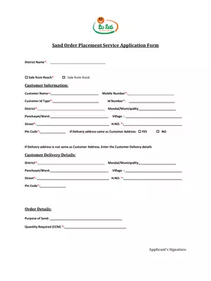 AP Meeseva Sand Order Placement Service Application Form