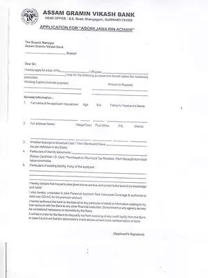Assam Gramin Vikash Bank Asomi Jana Rin Achani Form PDF