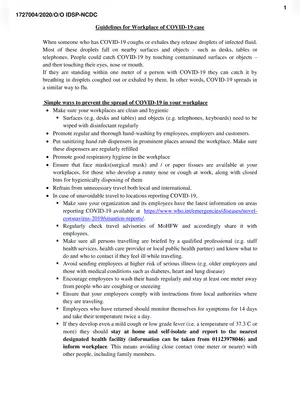 Coronavirus (COVID-19) Case Guidelines for Workplaces