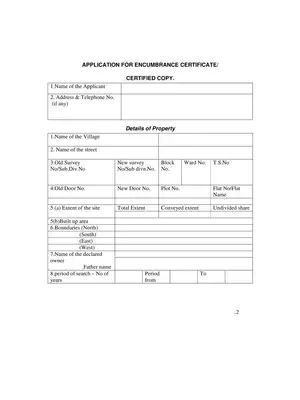 Encumbrance Certificate Application Form Tamil Nadu PDF