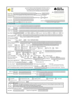Indian Bank CIF Form