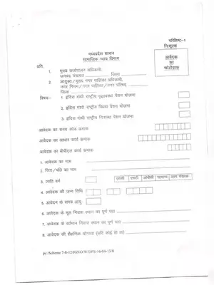 Indira Gandhi National Widow Pension Scheme Application Form Madhya Pradesh Hindi