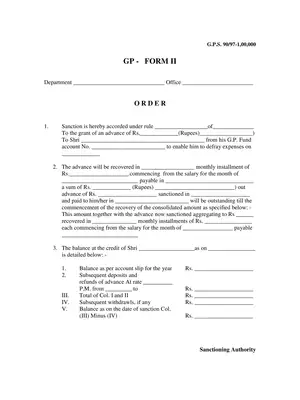 Jammu & Kashmir General Provident(GP) Fund Form