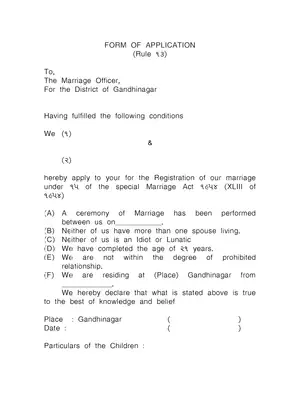 Marriage Application Form Gujarat