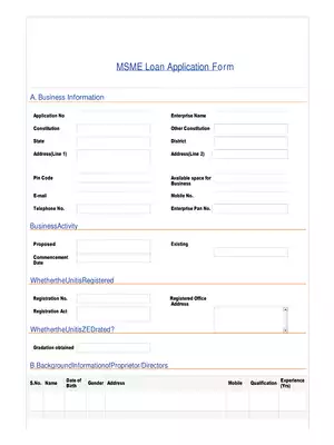 MSME Loan Application Form